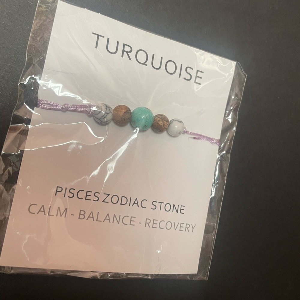 Pisces Zodiac Stone Calm Balance Recovery Turquoise Bracelet, NWT